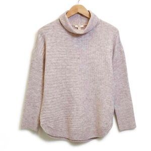 Como Vintage Ribbed Knit Mock Neck Sweater In Pink Grey XL NWT